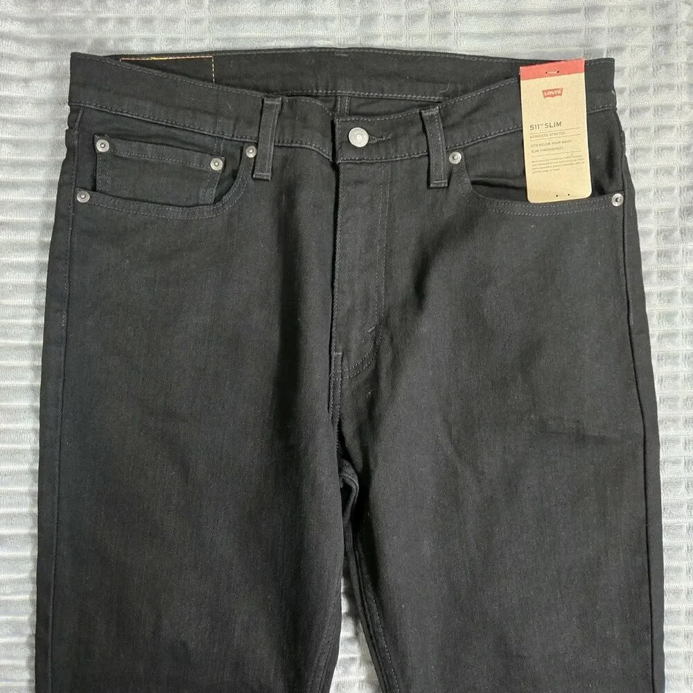 Levi's 511 Slim Jeans Mens 36x30 Black Advanced Stretch Slim Fit NWT